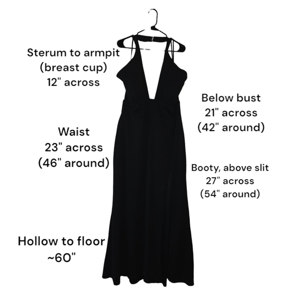 SOLD Black Party Prom Dress High Slit, Halter Strap, Plunging Open Back Size 18W - Picture 2 of 9